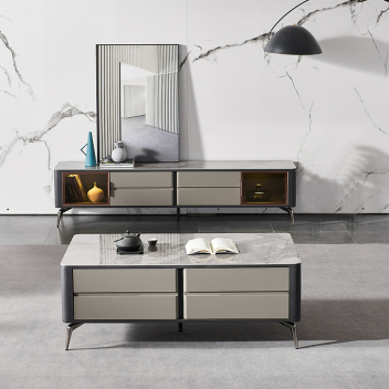 意式极简风岩板茶几电视柜组合 ZACJB-015 ZASGB-015