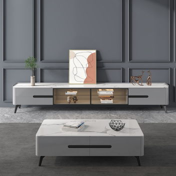 轻奢风岩板茶几电视柜组合 ZACJB-009 ZASGB-009-zayx