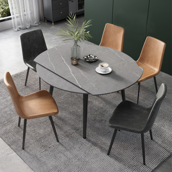 现代极简风岩板伸缩功能餐桌 ZACZY-027-1300 阿玛尼哑光岩板