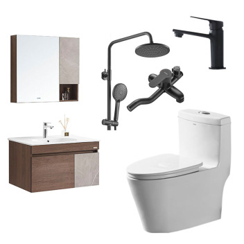 安华 卫浴四件套 浴室柜 N2D80G17-J+花洒 N3S990MB+龙头 N11M971BK+马桶 aB13001 