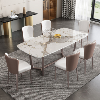 现代轻奢风岩板餐桌椅 ZACZY-022 - zayx