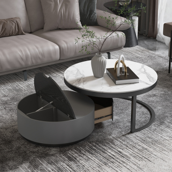 现代极简风翻盖旋转功能茶几伸缩功能电视柜组合 ZACJB-023 ZASGB-023-zayx