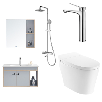 安华 卫浴四件套 浴室柜 N2D80G17-H+花洒 N3SH655B+龙头 N11M602J+智能马桶 W18