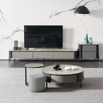 意式极简风岩板茶几电视柜组合 ZACJB-007 ZASGB-007 ZABJB-007 ZACSG-002 意大利深灰-zayx