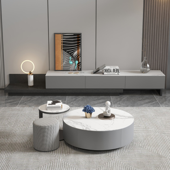 现代极简风岩板茶几伸缩功能电视柜组合  ZACJA-004 ZASGB-023-zayx