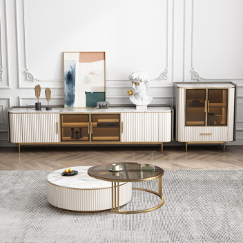 轻奢风岩板茶几电视柜组合 ZACJB-008 ZASGB-008 ZACSG-003-zayx