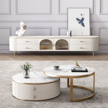 轻奢风岩板茶几电视柜组合 ZACJB-018 ZASGB-018-zayx