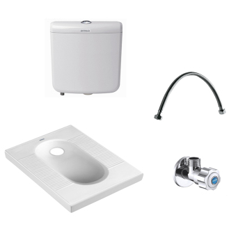 特价四件套 浪鲸蹲便器CS6073+安华水箱NS05+配件（FFO402+1056PC）